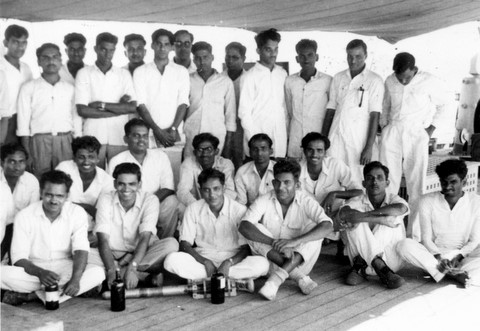 Oceanography students on deck of Rohilkhand